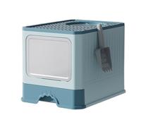 FENGJISUN Arenero Gatos Caja Arena Gato Caja De Arena para Gatos Plegable Portátil con Tapa Y Tipo Cajón con Pala, Inodoro para Gatos Cerrado Antisalpicaduras Caixa De Areia para Gatos(Blue)