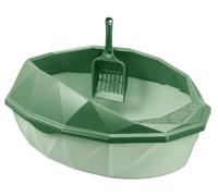 FENGJISUN Arenero Gatos Caja Arena Gato Contenedor De Arena para Gatos, Bandeja De Arena para Gatitos con Cuchara Hueca, Bandeja De Arena para Mascotas Caixa De Areia para Gatos(Grün)