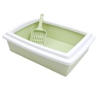 FENGJISUN Arenero Gatos Caja Arena Gato Inodoro para Gatitos Fácil De Limpiar con Pala, para Todo Tipo De Arena para Gatos con Bandeja De Arena para Gatos De Lado Alto Caixa De Areia para Gatos(Grün)