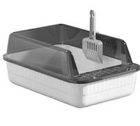 FENGJISUN Arenero Gatos Caja Arena Gato Lados Altos Material PP Semicerrado Desmontable A Prueba De Fugas 18L Gran Capacidad para Mascotas Pequeñas Caixa De Areia para Gatos(White)