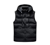 FENGJISUN Chaleco Casual Sudadera Con Capucha Y Cremallera, Chaleco Acolchado, Chaleco For Correr, Prendas De Vestir Exteriores, Ligero, Sin Mangas, For Viajar Chaleco Invierno(Black,Large)