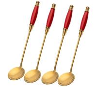 FENGJISUN Cuchara De Cocina Cuchara de café Acero Inoxidable, Cuchara pequeña Retro, Postre agitadora Delicada para Cocina casera, 1,18 cm x 5,7 para Hogar Restaurante(B-Red Gold)