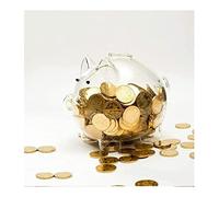 FENGJISUN Hucha Caja De Ahorro Banco De Monedas De Vidrio Transparente Banco De Dinero De Cerdo, Caja De Ahorro De Dinero De Moneda De Cerdo De Vidrio Transparente Decoración del Hogar
