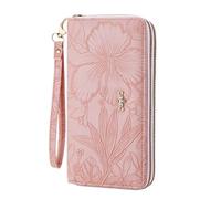 FENGJISUN Monedero Cartera Monederos Suaves Carteras De Cuero Carteras De Flores Serie Monederos Organizador Monedero Accesorios De Viaje(Pink)