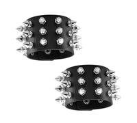 Fenglin-joy Punk tachonado pulsera, 2 piezas tachonado pulsera de cuero Negro Gothic Bangle Rock pulsera conjunto, pulsera brazalete ajustable para hombres mujeres Cosplay Partido