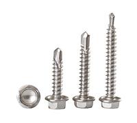 fengpeng 5/10/20pcs M4.2 .8 M5. M6.3 Hex Head Self Drilling Screws, 410 Stainless Steel Sheet Metal Tek(M5.2x50mm-5pcs)