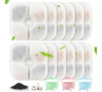FENGQ 12 Piezas Filtros de Repuesto de Fuentes Compatibles con Catit Pixi, Filtro de Fuente para Las Fuentes de Aguacon Carbón Activado, Filtro Fuente para Gatos para Dispensadores de Agua de 2,5L