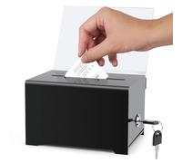 FENGQ Caja de donación de Acrílico, Caja de Sugerencia, Caja De Donación Con Cerradura, Caja de Donación Acrílica, Urna Transparente para Votos Sorteos Concursos Donaciones (Negro)