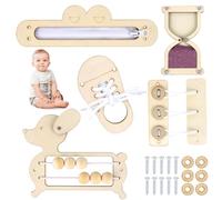 FENGQ Tablero Montessori Accesorio, 5 Piezas Montessori Busy Board Accesorios, Tablero Ocupado para niños, Juguetes de Madera Montessori para Niños 1+ Año
