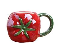 FengQingHuaGG Taza de cerámica con forma de fruta, taza creativa para café y leche, con asa grande, taza de cerveza de dibujos animados para oficina en casa, 400 ml (tomate)