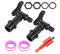 FENGQQKJ 2 grifos de desagüe para barril de lluvia, grifos de plástico de 3/4 pulgadas con abridor de 25 mm, hebilla de hilo y cinta impermeable