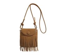 FENGQQKJ Bolso hippie para mujer, de Carnaval, con flecos, color marrón, de ante, 20 x 18 x 4 cm, bolso de vaquera duradero para traje de los años 70 y accesorios de moda para carnaval