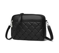 FENGQQKJ Damen Handy Umhängetasche PU Leder Crossbody Bag Schultertasche Handtasche Damen Klein Stylisch Handytasche Tasche Schwarz Gesticktes Herzkaro Handbag mit abnehmbarem Schultergurt für Female