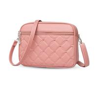 FENGQQKJ Damen Handy Umhängetasche PU Leder Crossbody Bag Schultertasche Handtasche Damen Klein Stylisch Handytasche Tasche Rosa Gesticktes Herzkaro Handbag mit abnehmbarem Schultergurt für Female
