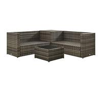 Fengshui 4-TLG. Juego de salón de jardín de polirratán gris | Diseño modular, acero recubierto de polvo, fundas de almohada extraíbles, baúl de almacenamiento