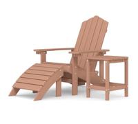 Fengshui Adirondack Silla de jardín con taburete y mesa HDPE marrón | Polietileno de alta densidad, resistente a la intemperie, resistente a los rayos UV, reposapiés extraíble