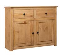 Fengshui Aparador de madera de pino Panamá 93 x 40 x 80 cm | 2 puertas, 2 cajones, madera maciza, diseño rústico, espacio de almacenamiento para revistas