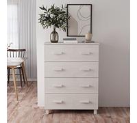 Fengshui Aparador Hamar blanco 79 x 40 x 103,5 cm madera maciza de pino | 4 cajones, espacio de almacenamiento para objetos cotidianos, placa decorativa para marcos de fotos y plantas