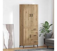 Fengshui Armario alto Artisan-roble 69,5 x 34 x 180 cm de madera | Independiente, acabado mate, puertas batientes, tiradores en D, montaje en pared incluido