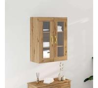 Fengshui Armario de pared con puertas de cristal, 69,5 x 34 x 90 cm, madera | Montado en la pared, asas doradas del tren D, puertas de cristal transparente, diseño moderno, sala de estar