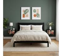 Fengshui Borne - Mesillas de noche montadas en la pared (2 unidades), color | Material de madera, asas de acero con recubrimiento en polvo, ahorra espacio, robusto, fácil limpieza