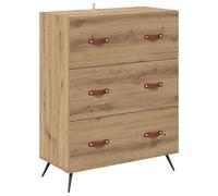 Fengshui Cajonera con 3 cajones, roble Artisan, 69,5 x 34 x 90 cm | Diseño rústico, patas de metal, superficie de fácil cuidado, fácil montaje
