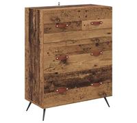 Fengshui Cómoda de madera con cajones 69,5 x 34 x 90 cm | Madera con patas metálicas negras, asas en D, espacio de almacenamiento para sala de estar