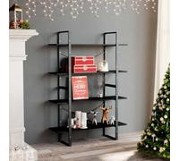 Fengshui Estantería de 4 compartimentos, color negro, aspecto industrial, 100 x 30 x 140 cm, de material de madera, versátil como 2 armarios pequeños, fácil de limpiar con paño húmedo