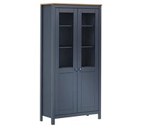 Fengshui Highboard Hill Gris 85 x 37 x 170,5 cm Madera maciza de pino | Dos puertas, espacio de almacenamiento para platos y libros, cubierta antipolvo estilo rústico
