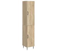 Fengshui Juego de 2 armarios de roble Sonoma 33 x 34,5 x 89,5 cm | Puerta corredera de madera, respaldo ergonómico, fácil de limpiar, para sala de estar