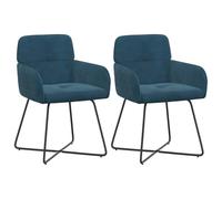 Fengshui Juego de 2 sillas de comedor de terciopelo azul, 59 x 56,5 x 86 cm | Marco de metal, respaldo inclinado, reposabrazos, fácil montaje, fácil mantenimiento,