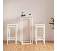 Fengshui Juego de 3 barras de madera de pino con mesa alta y 2 taburetes de bar, madera de pino maciza, mesa resistente para bebidas y alimentos, prácticamente sin respaldo, debajo de la mesa