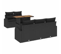 Fengshui Juego de 6 sofás de jardín, polirratán, color negro | Diseño modular, espacio de almacenamiento integrado, bolsillos impermeables, fáciles de limpiar, para patio y jardín