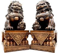 Fengshui - Par de estatuas de león guardián, protege la energía malvada, protege el negocio en casa, regalo ideal para inauguración de la casa y decoración