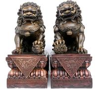 Fengshui - Par de estatuas de león guardián, protege la energía malvada, protege el negocio en casa, regalo ideal para inauguración de la casa y decoración