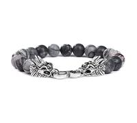 Fengshui - Pulseras con dije de dragón para mujeres y hombres, pulsera de cuentas de piedra natural, turquesa, lapislázuli, regalo de joyería de buena suerte, picasso negro, 17 cm