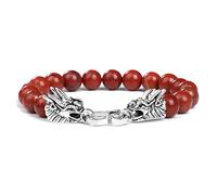 Fengshui - Pulseras con dije de dragón para mujeres y hombres, pulsera de cuentas de piedra natural, turquesa, lapislázuli, pulseras de buena suerte, regalo de joyería de piedra roja, 17 cm