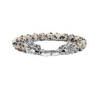 Fengshui - Pulseras con dije de dragón para mujeres y hombres, pulsera de cuentas de piedra natural, turquesa, lapislázuli, pulseras de buena suerte, regalo de joyería de dálmata, 17 cm