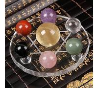 Fengshui Seven Star Array Color Crystal Ball+Plate Base for Decoration Ornaments (Color : Light Grey)