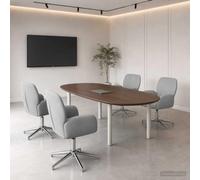 Fengshui Sillas de oficina 4 piezas. 54 x 58 x 90 cm gris claro tela | Función de rotación de 360 grados, altura ajustable 78-90 cm, marco de metal, reposabrazos acolchados