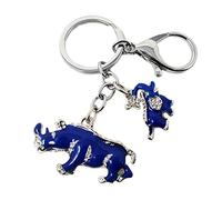 Fengshuisale Feng Shui azul rinoceronte y elefante protección llavero encanto amuleto bolso colgante W1041