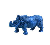 Fengshuisale Feng Shui J2095 - Estatua de rinoceronte azul de doble cuerno para antirrobo con pulsera de cuerda roja