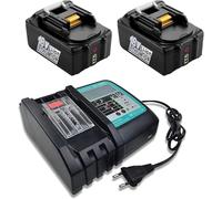 FengWings® 2 baterías BL1850B de 18 V 5,0 Ah con cargador DC18RC, repuesto para Makita 18 V batería LXT BL1830 BL1840 BL1850, repuesto para Makita BMR100 BMR102 DMR100 DMR110
