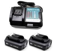 FengWings® 2 unidades BL1021B 10,8/12 V 2,0 Ah batería con cargador DC10WD compatible con Makita, BL1020B batería de repuesto para herramientas eléctricas Makita