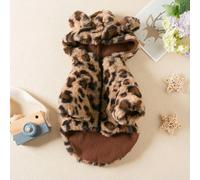 Fenhaodian Ropa para Perros con Estampado de Leopardo a la Moda, Abrigo Grueso de Forro Polar cálido, Chaqueta con Capucha para Mascotas y Gatos