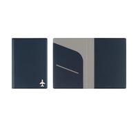 Fenice Funda simple para pasaporte, funda tipo cartera para viajes, esencial, bloqueo RFID, piel vegana, impermeable, Azul marino, Funda para pasaporte simple con ranuras