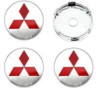 FENIQG 4pcs Coche Tapas Centrales De Llanta para Mitsubishi Canter 2011-2023, Impermeable Prueba Polvo Tapacubos Llantas Centrales Auto Decorativa Accesorios,Silver Red