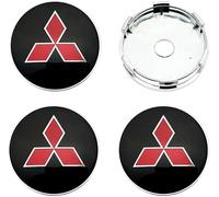 FENIQG 4pcs Coche Tapas Centrales De Llanta para Mitsubishi L200 2005-2015, Impermeable Prueba Polvo Tapacubos Llantas Centrales Auto Decorativa Accesorios,Black Red