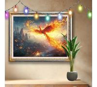 Fénix 5D Kit de Diamond Painting, DIY Pintura de Diamante Adultos, Ave Arte de Diamantes para Pintar por Números, Dibujos con Mosaicos de Cristal para Decoración de Pared (107x80cm) 58F-1627
