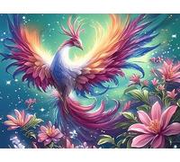 Fénix Blanco Cielo Estrellado a la luz de la Luna Rompecabezas 1000 Piezas Cartón Grueso para Parejas Colorful Fantasy Vida Silvestre Desarrollo Habilidades Pieza Decorativa Casa Pack Completo Regalo
